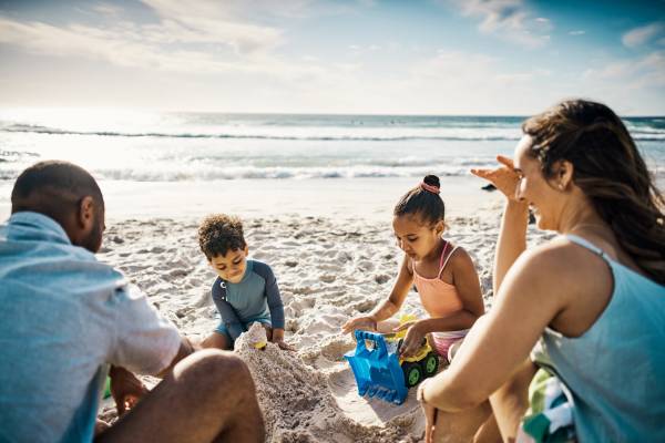 family at beach