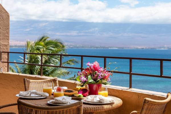 balcony of oceanfront maui vacation rental