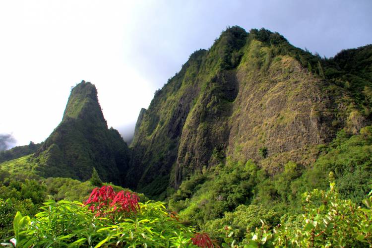 Iao Needle rock formation in Maui