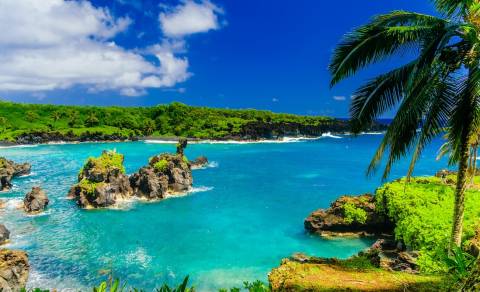 An ocean view on the road to hana in Maui