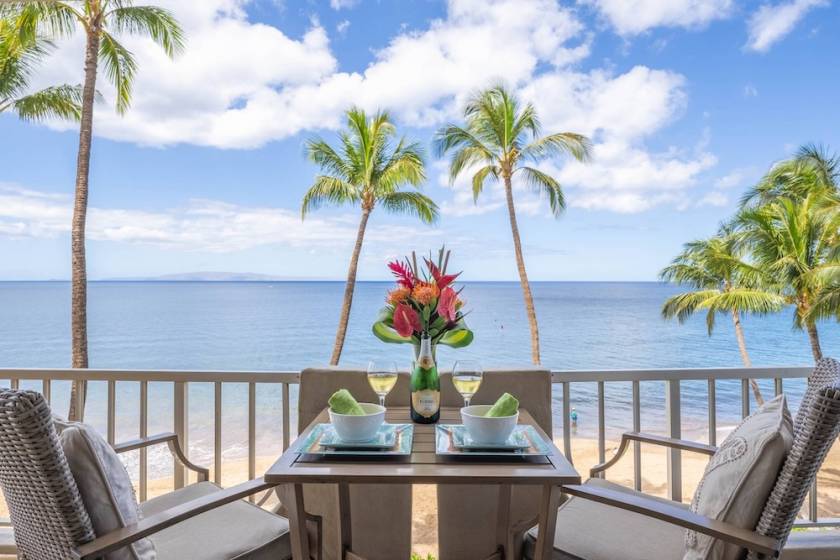 view of ocean from the lanai of a maui vacation rental