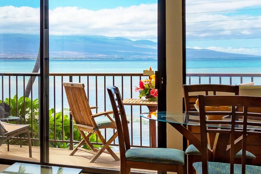 balcony and ocean view from Maui vacation rental home