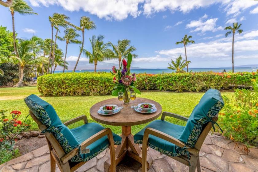 lanai of maui vacation rental overlooking ocean
