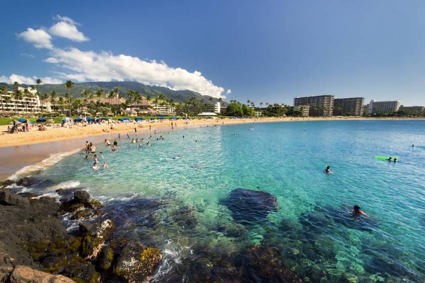 people snorkeling at Kanapali Beach in Maui